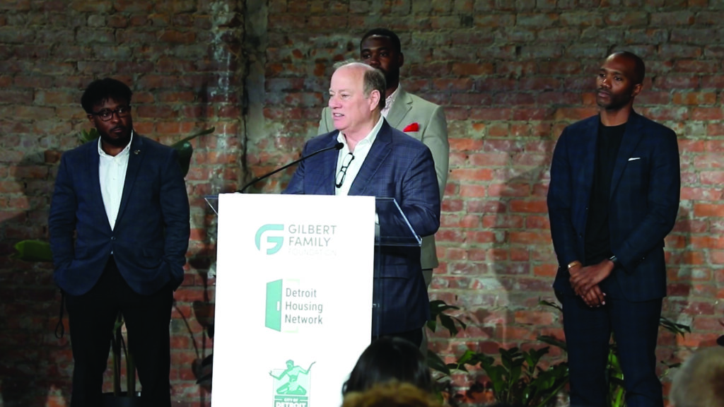 Mayor Mike Duggan at the announcement for the Gilbert Family Foundation’s investment supporting the Detroit Housing Network, and the city’s launch of the Detroit Housing HelpLine.