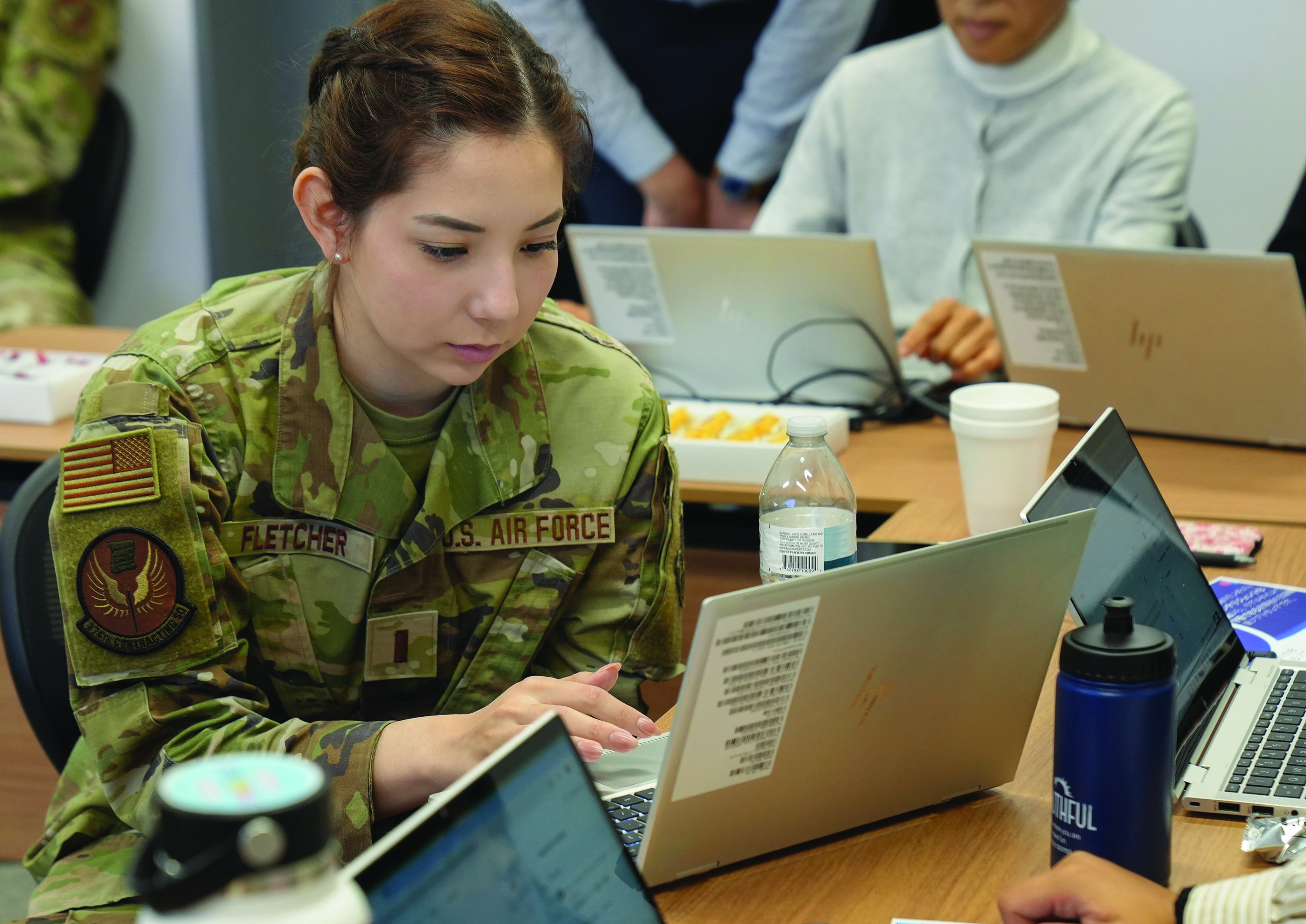 U.S. Air Force 2nd Lt. Angelina Fletcher, 374th Contracting Squadron contract specialist, attends linguist introductory training at Yokota Air Base, Japan, June 11, 2024. The 374th CONS is the single-source authority on mainland Japan for utilities, telecommunications and transportation including an 18,000-person master labor contract. (U.S. Air Force courtesy photo by 2nd Lt. Irene York)